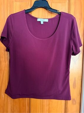 Eileen Fisher Rounded Scoop Short Sleeve Top - Plum